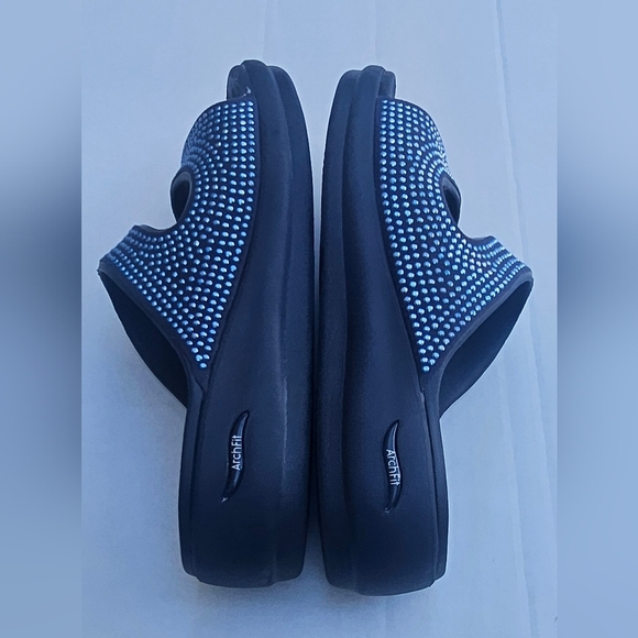 Skechers Black Slide Sandals with Rhinest - Picture 2 of 11